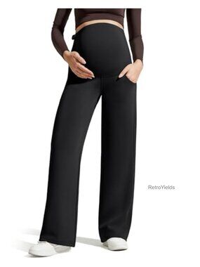 Maternity Wide Leg Sweatpants High Waist Modal Soft Pregnancy Lounge Pants